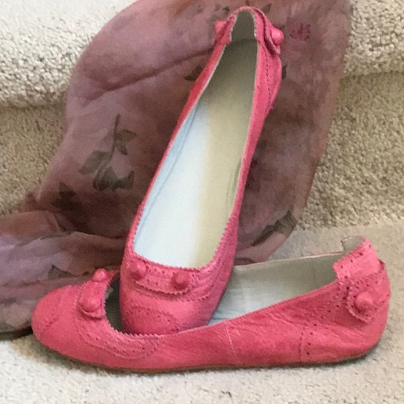 BALENCIAGA BALLERINA FLAT SHOE LIPSTICK PINK ALL LEATHER NEW CONDITION SZ 38 - Picture 6 of 8